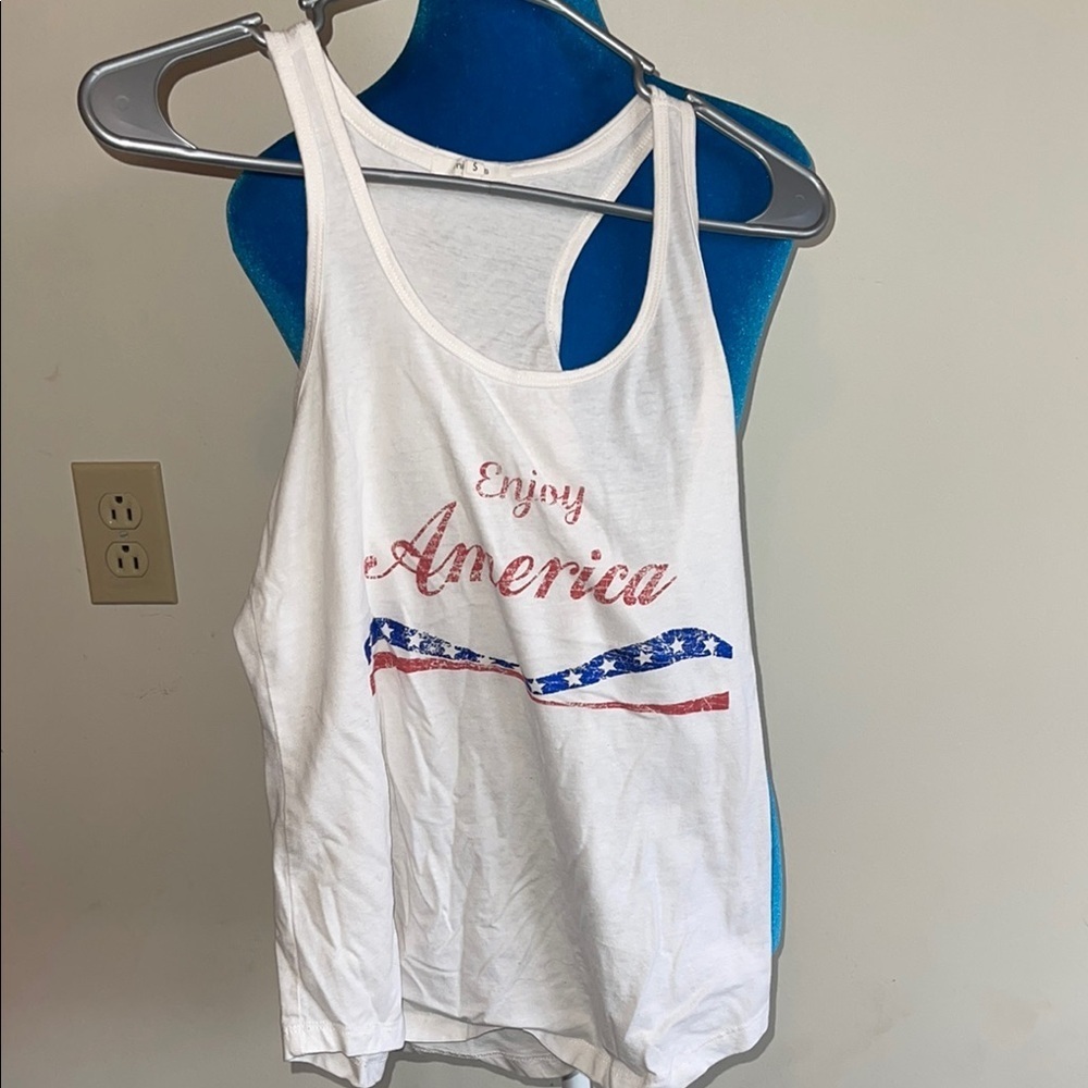 Maurices White Tank Top with Red and Blue Accents